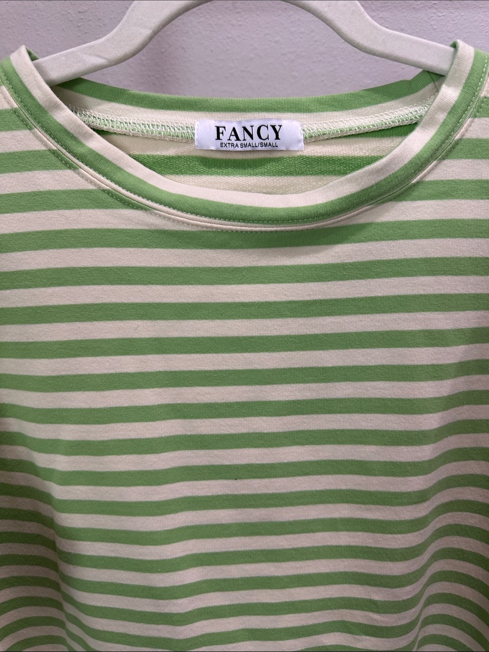 Fancy Green & Cream Striped Long Sleeve Tee